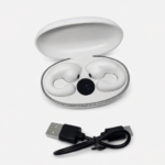 AUDIFONOS TIPO CLIP CON MICROFONO, AURICULARES ABIERTOS BLANCO