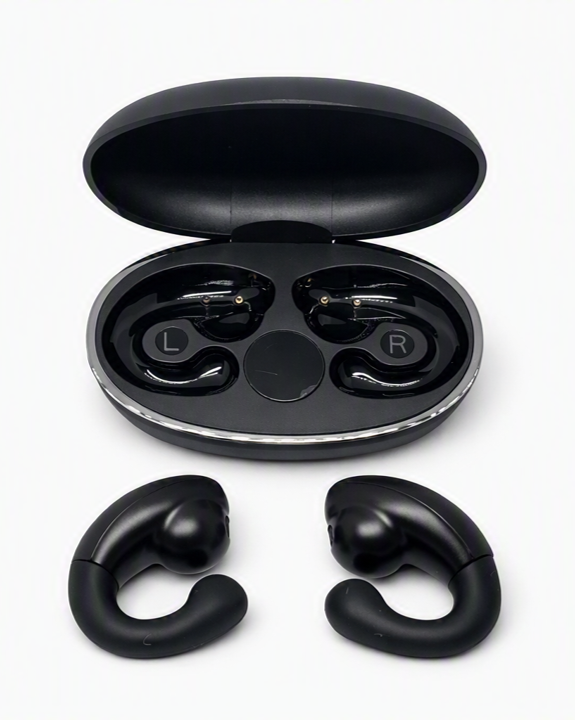 AUDIFONOS TIPO CLIP CON MICROFONO, AURICULARES ABIERTOS NEGRO